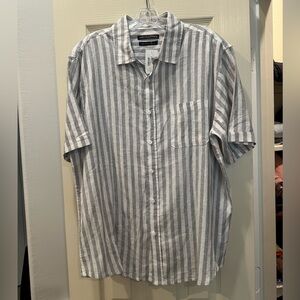 Saks Fifth Avenue Gray and White Striped Shirt